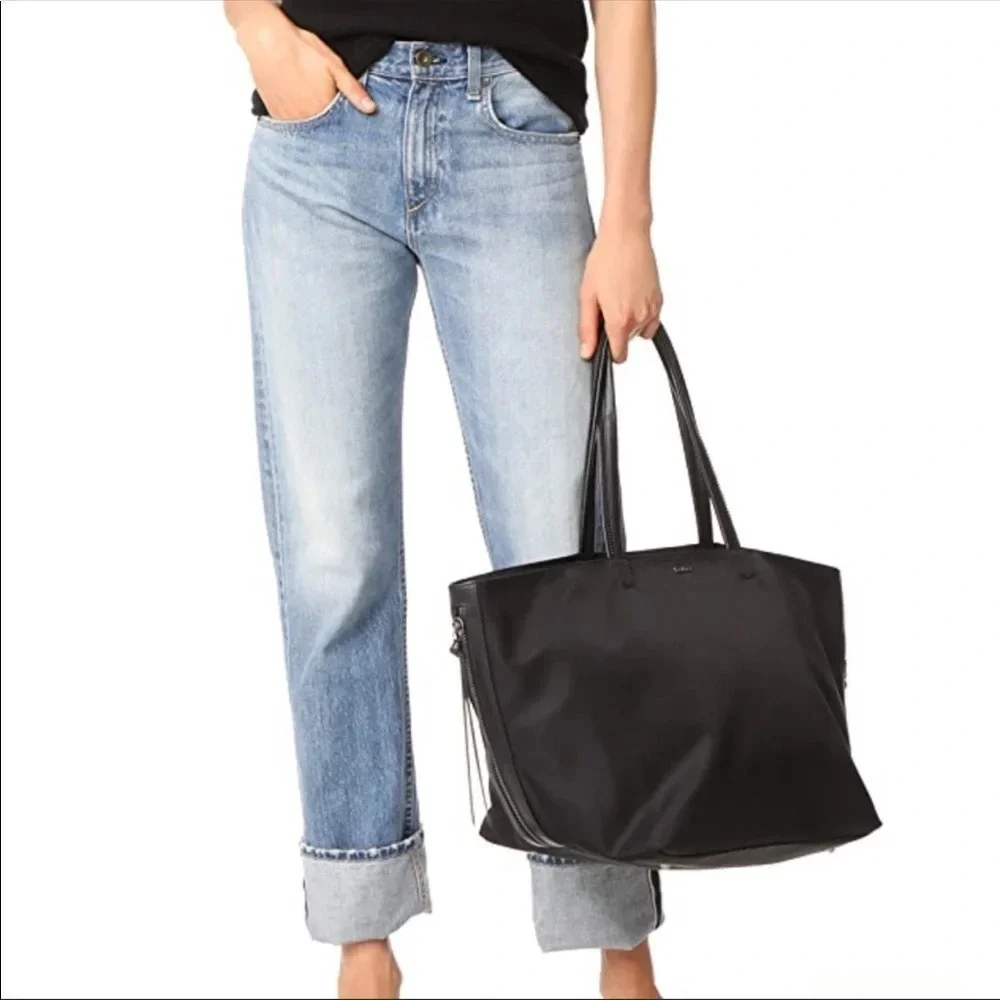 Botkier black leather nylon tote